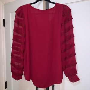 Loft small long sheer sleeve blouse